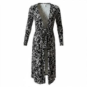 Diane Von Furstenberg Target Wrap Dress Womens XS Black White Printed Tie Waist